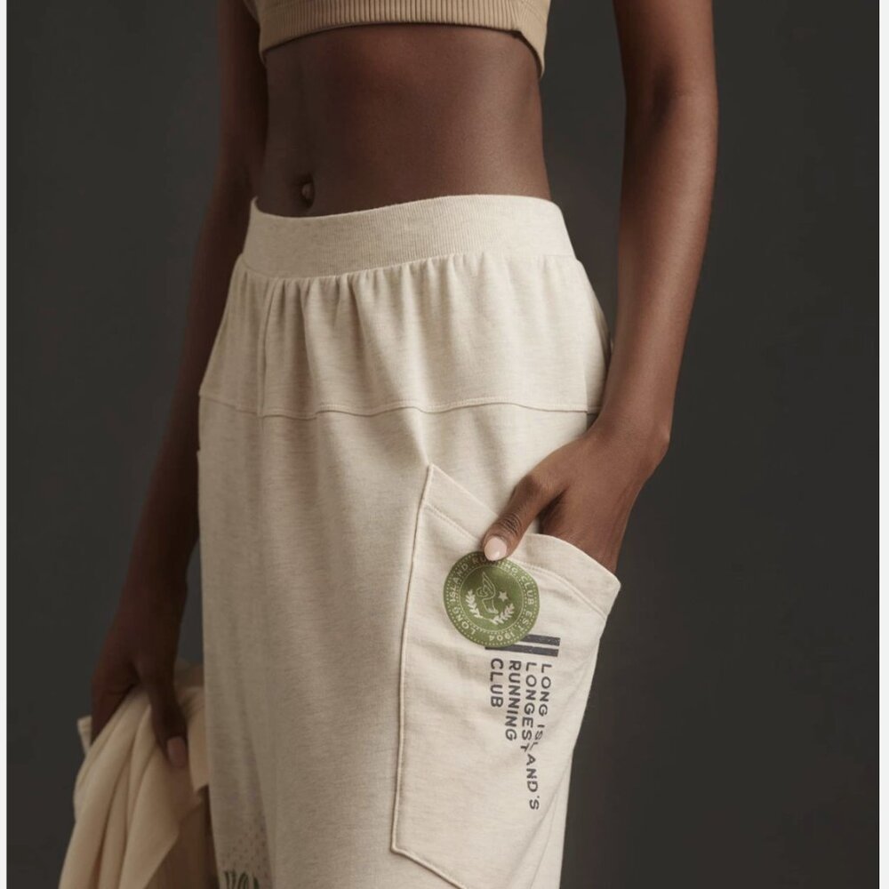 Daily Practice by Anthropologie Oatmeal Printed Relaxed Joggers - Picture 3 of 3